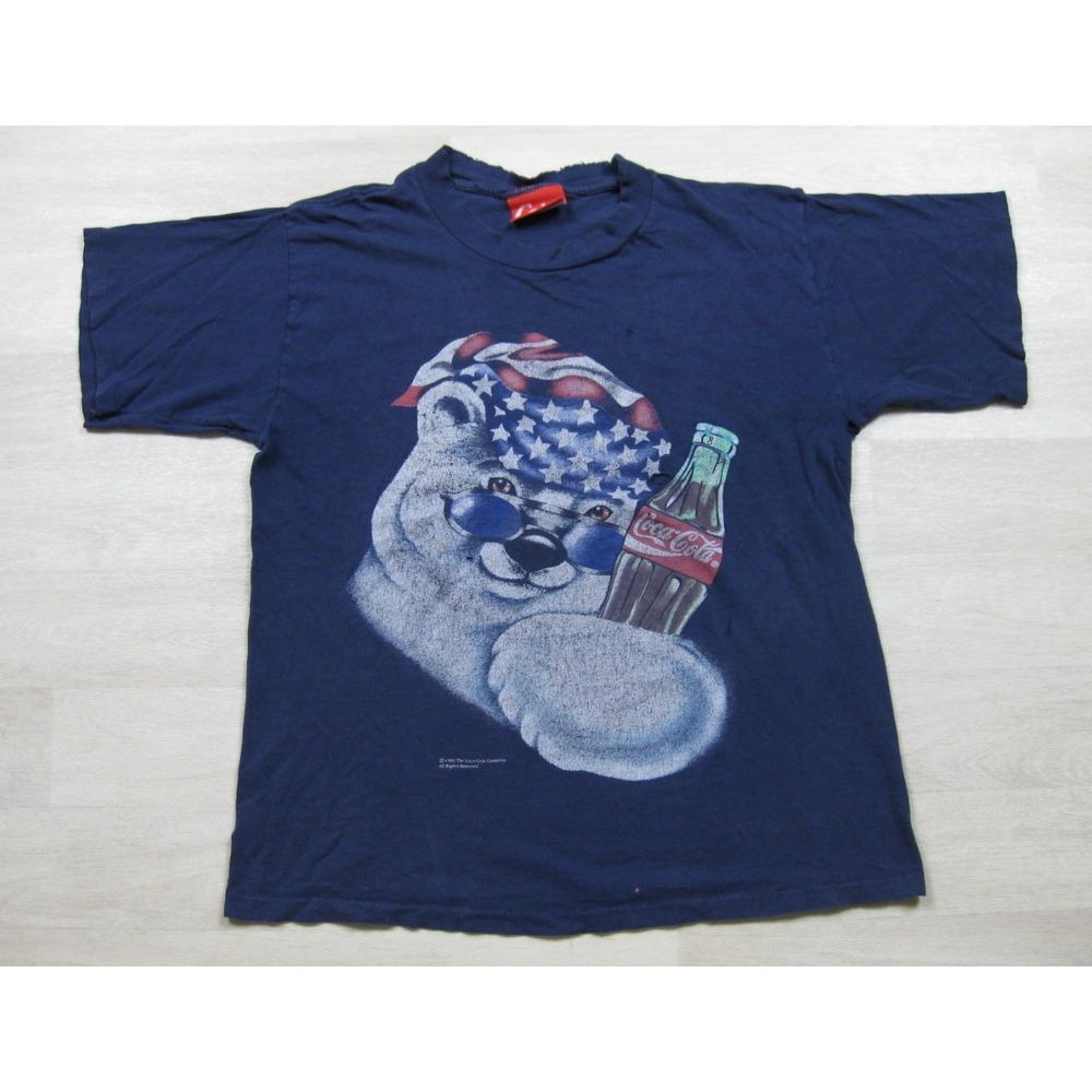 Vintage 90s Coca-Cola T-Shirt Men's (L) Coke Promo Polar Bear Distressed 1995